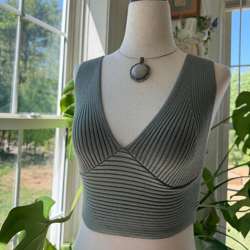 Sage Green Ribbed Tank Top NWT